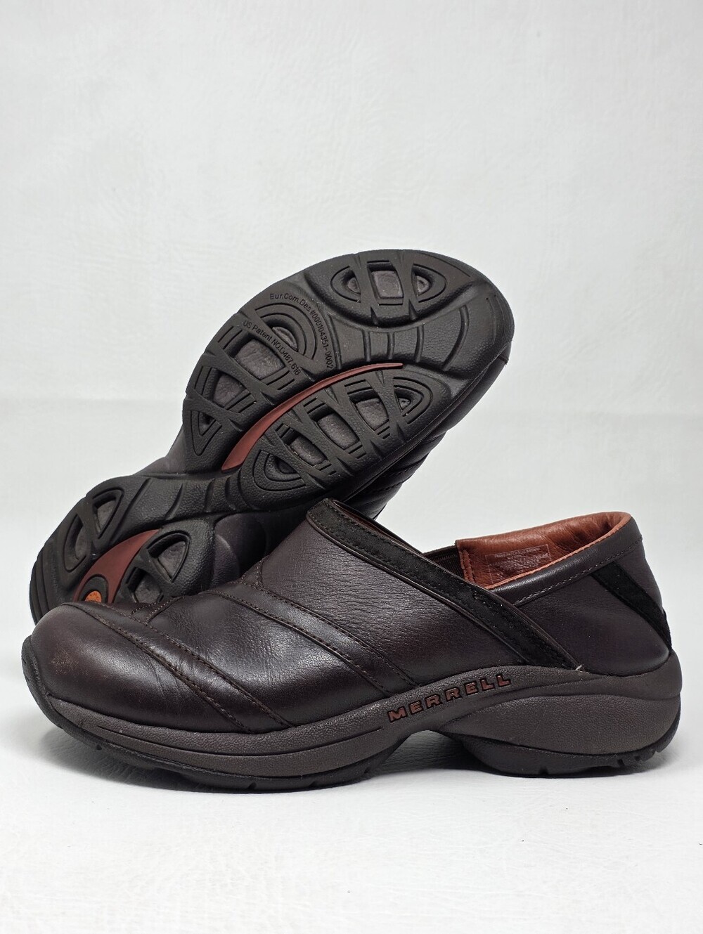 Merrell Primo Patch Bug Brown Leather Shoes Women's US 7 EUR 37.5 Slip On Clog